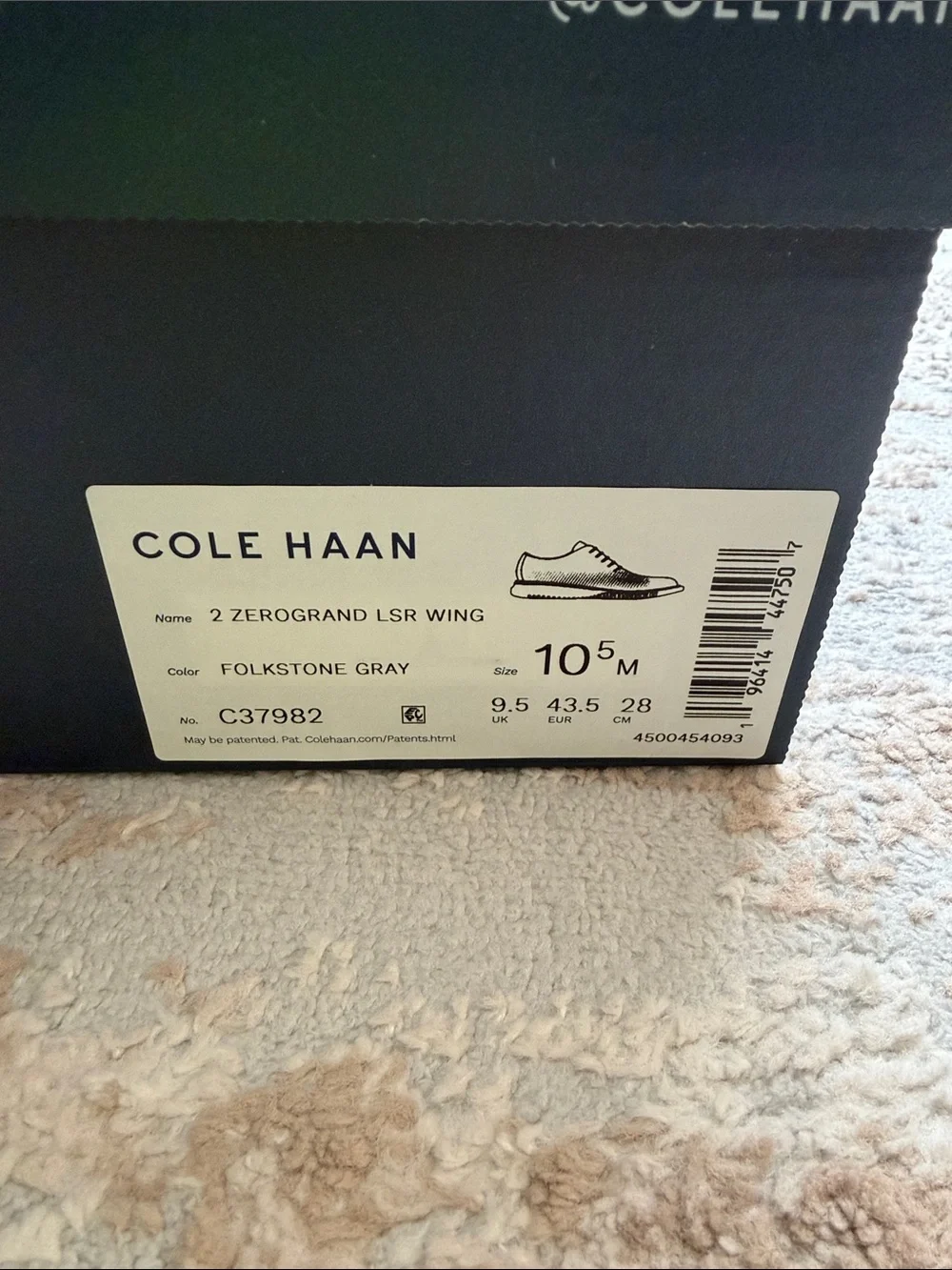 Cole Haan Men’s Gray Leather Oxfords with Blue Sole - Zerogrand - Size 10.5